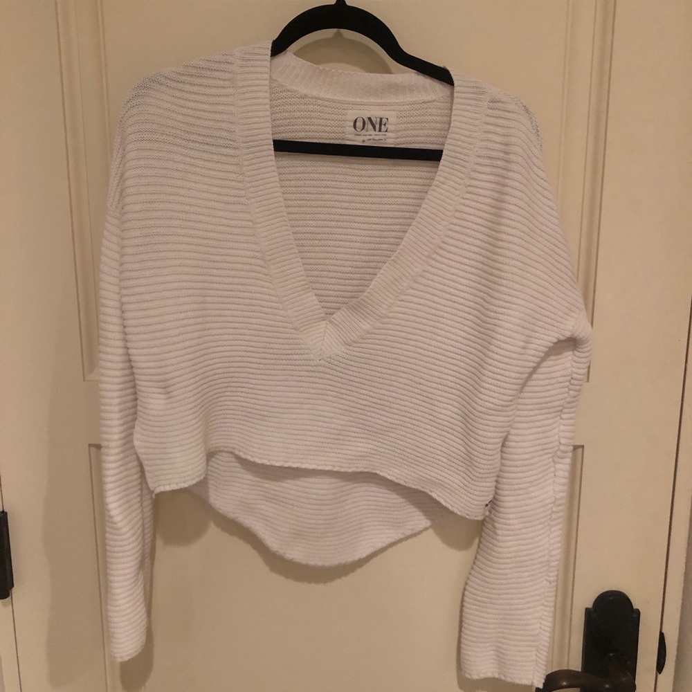 One Teaspoon Cropped White Sweater